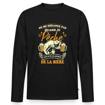 Je Pêche Sauf Si Tu As Apporté De La Bière - T-shirt manches longues Premium bio Homme - noir - Devant - Nico (187cm)