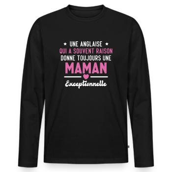 Une anglaise donne toujours maman exceptionnelle - T-shirt manches longues Premium bio Homme - noir - Devant - Nico (187cm)