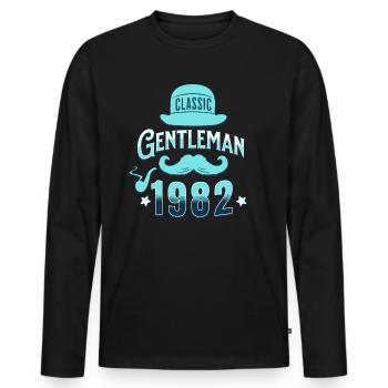Vintage Gentleman 1982 40 Years Anniversary - Men's Premium Organic Long Sleeve Shirt - black - Front - Nico (187cm)