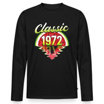 Vintage watermelon 1972 50 years Anniversary - Men's Premium Organic Long Sleeve Shirt - black - Front - Nico (187cm)