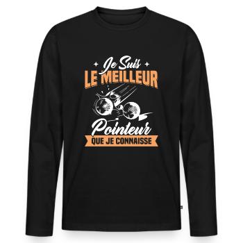 Je Suis Le Meilleur Pointeur Que Je Connaisse - T-shirt manches longues Premium bio Homme - noir - Devant - Nico (187cm)