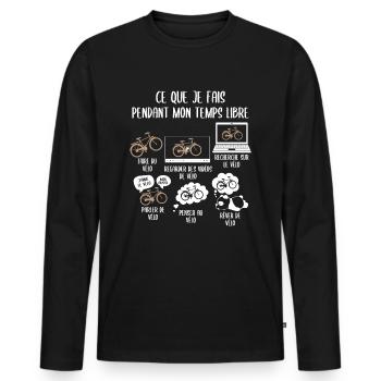 Mon temps de mon temps libre Vélo - T-shirt manches longues Premium bio Homme - noir - Devant - Nico (187cm)