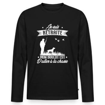 Je suis retraité et chasseur - T-shirt manches longues Premium bio Homme - noir - Devant - Nico (187cm)