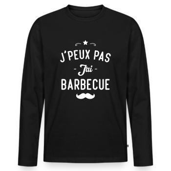 Je peux pas j'ai barbecue - T-shirt manches longues Premium bio Homme - noir - Devant - Nico (187cm)