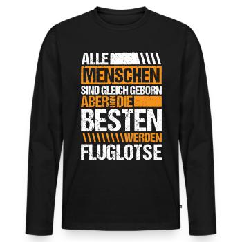 Fluglotse Fluglotsin Fliegen - Männer Premium Bio Langarmshirt - Schwarz - Vorne - Nico (187cm)