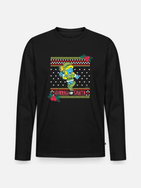 The Smurfs Smurfette Hurrah For Santa - Men's Premium Organic Long Sleeve Shirt - black