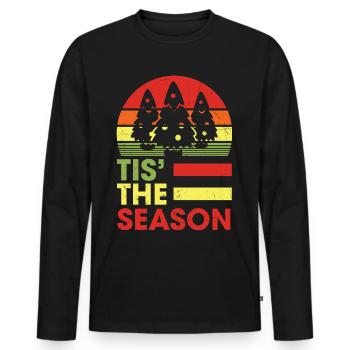 Weihnachtspullover mit Christbaum- Weihnachten - Männer Premium Bio Langarmshirt - Schwarz - Vorne - Nico (187cm)