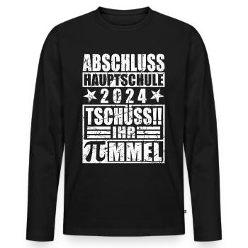 Abschluss 2024 Hauptschule - Männer Premium Bio Langarmshirt - Schwarz - Vorne - Nico (187cm)
