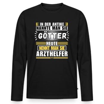 Götter in der Antike. Heute Arzthelfer - Männer Premium Bio Langarmshirt - Schwarz - Vorne - Nico (187cm)