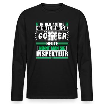 Götter in der Antike. Heute Inspekteur - Männer Premium Bio Langarmshirt - Schwarz - Vorne - Nico (187cm)