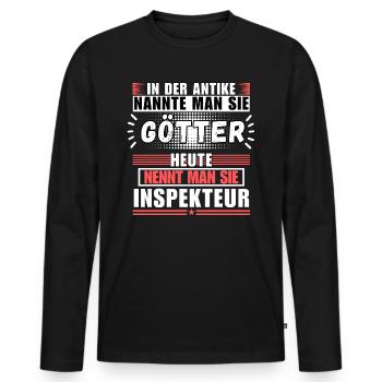 Götter in der Antike. Heute Inspekteur - Männer Premium Bio Langarmshirt - Schwarz - Vorne - Nico (187cm)