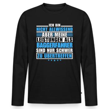 Unrivalled performance as an excavator operator - Men's Premium Organic Long Sleeve Shirt - black - Front - Nico (187cm)