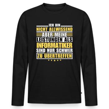 Des performances inégalées en tant qu’informaticien - T-shirt manches longues Premium bio Homme - noir - Devant - Nico (187cm)