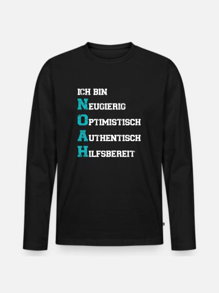 Ich bin Noah - Männer Premium Bio Langarmshirt - Schwarz