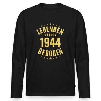 Legends were born in 1944 - Men's Premium Organic Long Sleeve Shirt - black - Front - Nico (187cm)