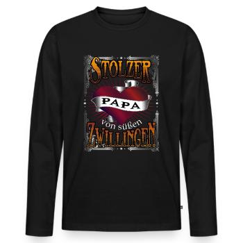 Stolzer Papa von Zwillingen - Männer Premium Bio Langarmshirt - Schwarz - Vorne - Nico (187cm)
