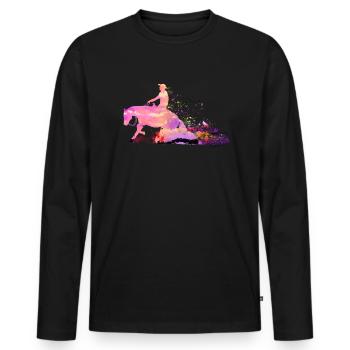 Reining Western Riding Horse Whisperer Arrêt coulissant - T-shirt manches longues Premium bio Homme - noir - Devant - Nico (187cm)