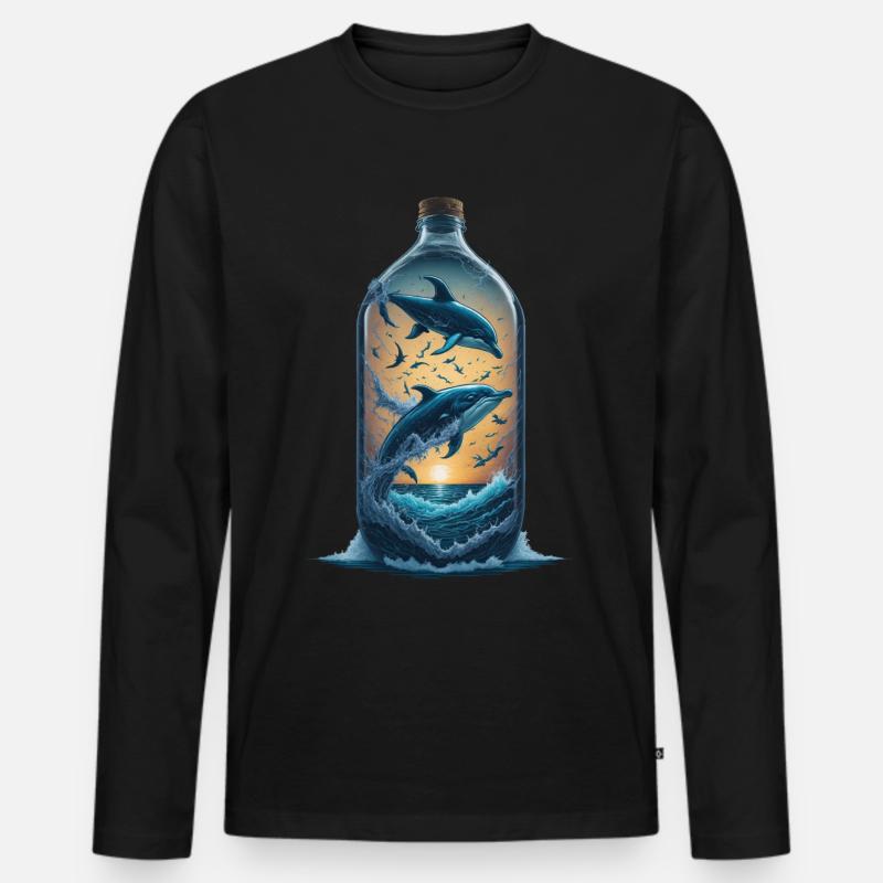 Delfin - Männer Premium Bio Langarmshirt - Schwarz