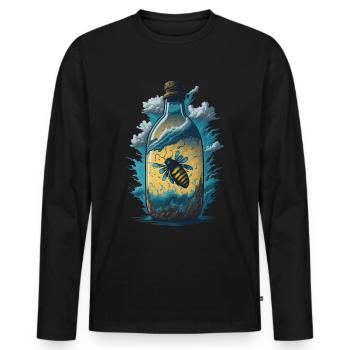 Bouteille d’abeille - T-shirt manches longues Premium bio Homme - noir - Devant - Nico (187cm)