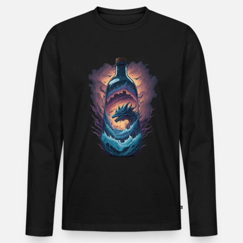 Drachen Flasche - Männer Premium Bio Langarmshirt - Schwarz