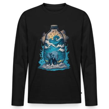 Éléphant en bouteille - T-shirt manches longues Premium bio Homme - noir - Devant - Nico (187cm)
