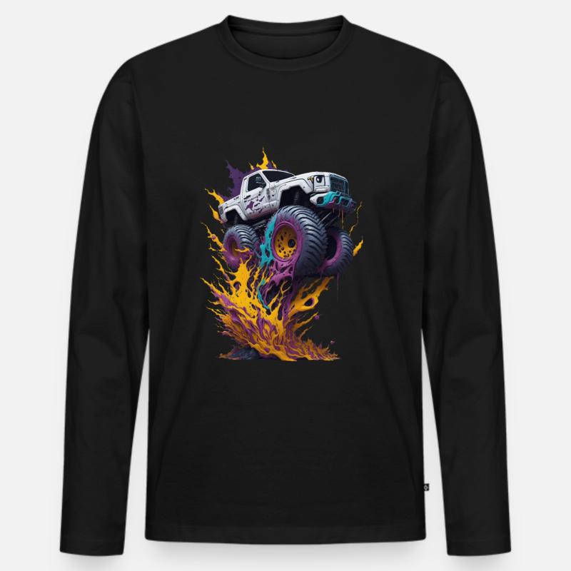 Monstertruck - Männer Premium Bio Langarmshirt - Schwarz