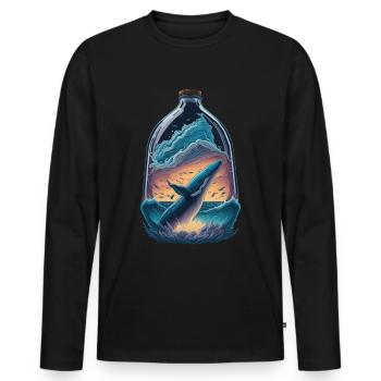 Bouteille de baleine - T-shirt manches longues Premium bio Homme - noir - Devant - Nico (187cm)