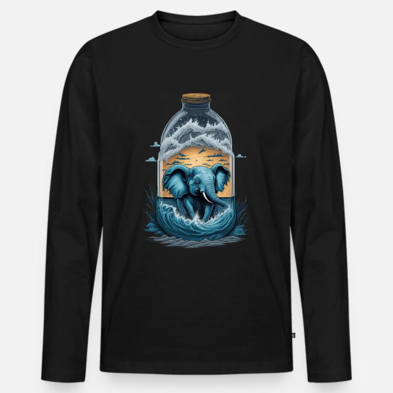 Elefant Flasche - Männer Premium Bio Langarmshirt - Schwarz