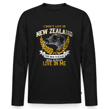 nouvelle-Zélande - T-shirt manches longues Premium bio Homme - noir - Devant - Nico (187cm)