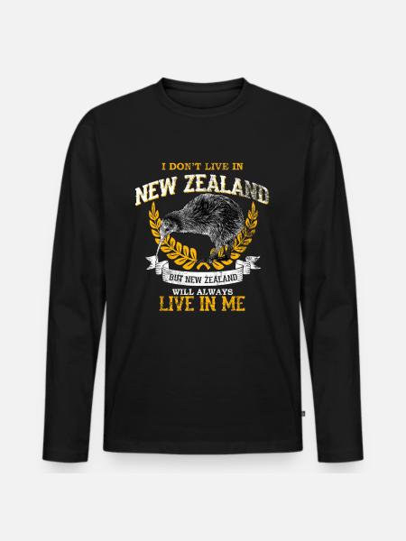 Neuseeland - Männer Premium Bio Langarmshirt - Schwarz