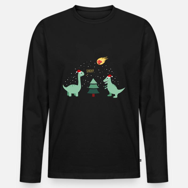 dinosaurier weihnachten - Männer Premium Bio Langarmshirt - Schwarz
