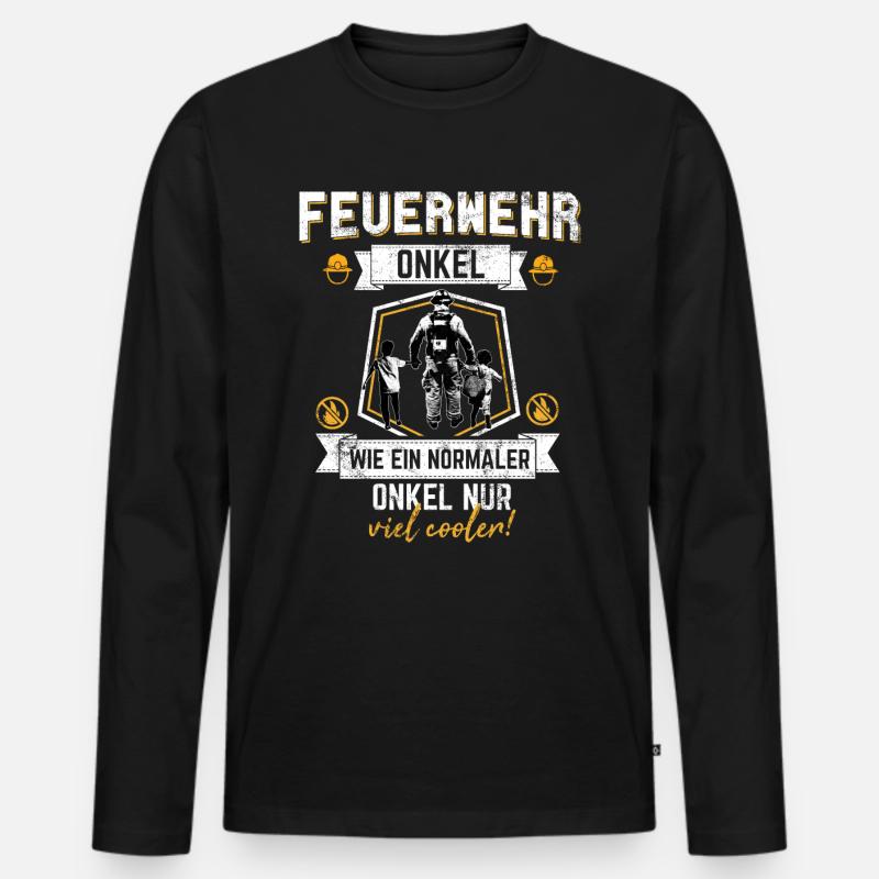 onkel feuerwehr geschenk - Männer Premium Bio Langarmshirt - Schwarz