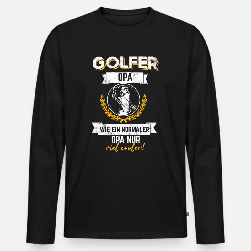 golfen golfer opa geschenk - Männer Premium Bio Langarmshirt - Schwarz