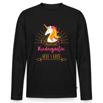 KINDERGARTEN - Men's Premium Organic Long Sleeve Shirt - black - Front - Nico (187cm)