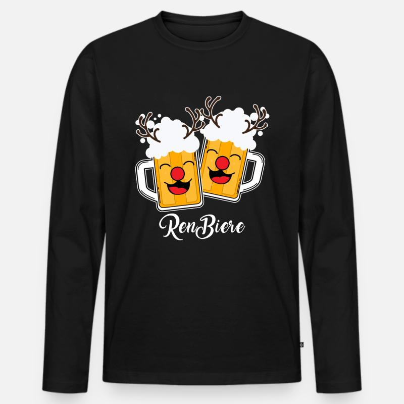 weihnachten geschenk - Männer Premium Bio Langarmshirt - Schwarz