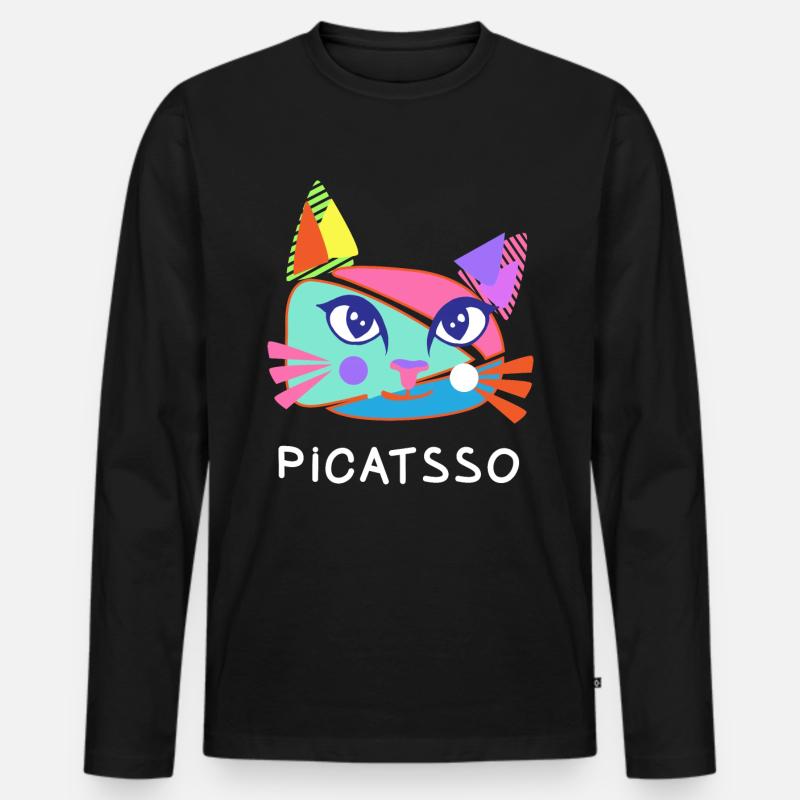 katze geschenk - Männer Premium Bio Langarmshirt - Schwarz