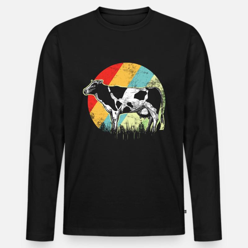 kuh - Männer Premium Bio Langarmshirt - Schwarz