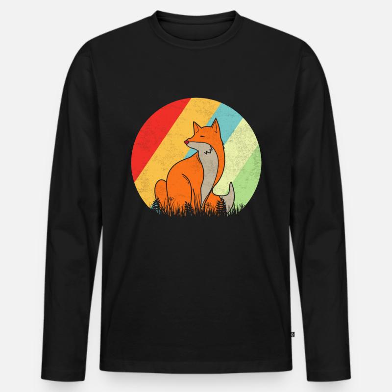 fuchs - Männer Premium Bio Langarmshirt - Schwarz