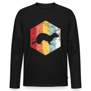 Frettchen - Männer Premium Bio Langarmshirt - Schwarz - Vorne - Nico (187cm)