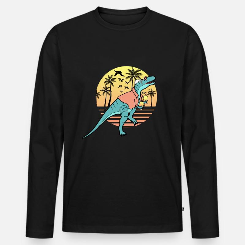 dinosaurier - Männer Premium Bio Langarmshirt - Schwarz