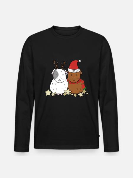 Cochon d'inde noel - T-shirt manches longues Premium bio Homme - noir