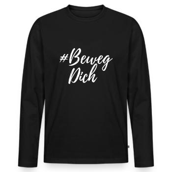 Beweg Dich weiss - Männer Premium Bio Langarmshirt - Schwarz - Vorne - Nico (187cm)