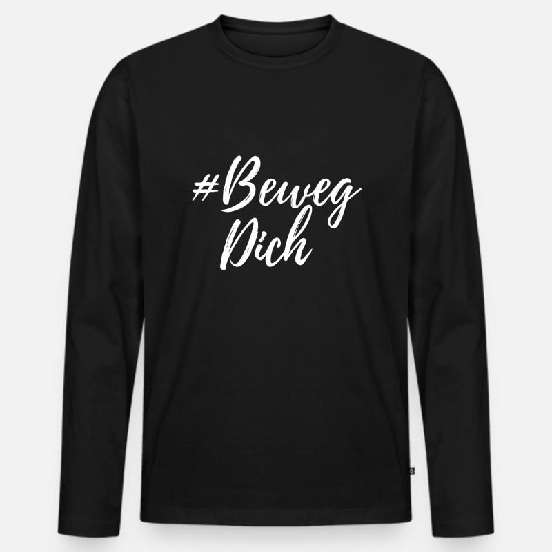 Beweg Dich weiss - Männer Premium Bio Langarmshirt - Schwarz