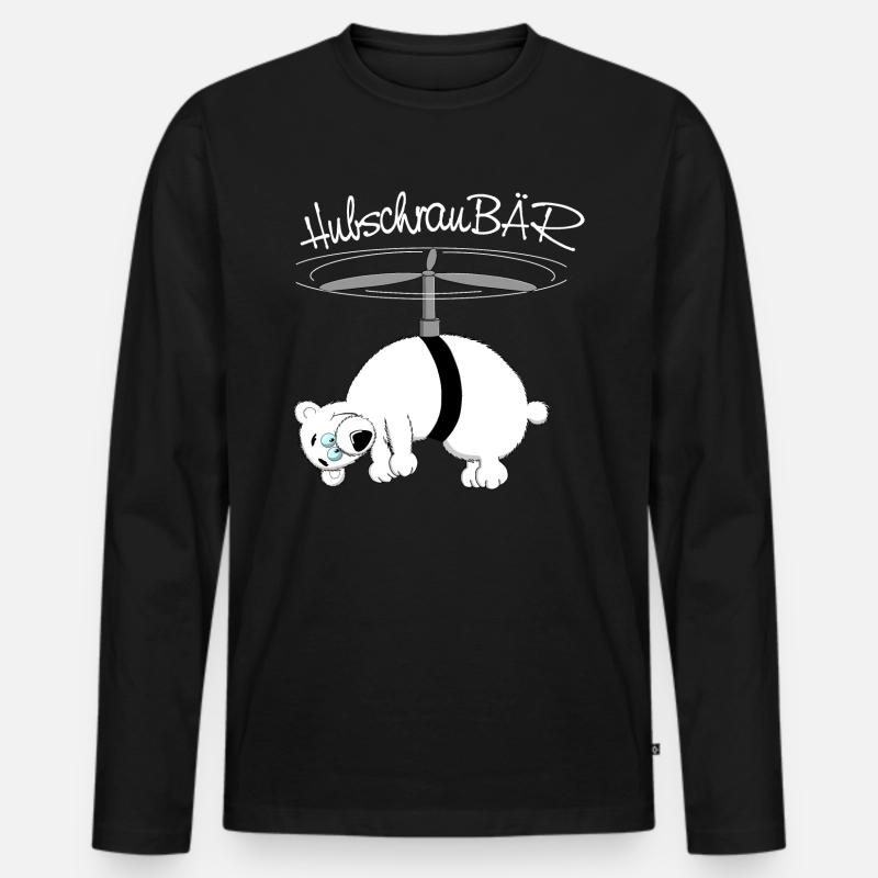 herziger, drolliger Bär - Männer Premium Bio Langarmshirt - Schwarz