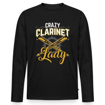 clarinet - Men's Premium Organic Long Sleeve Shirt - black - Front - Nico (187cm)