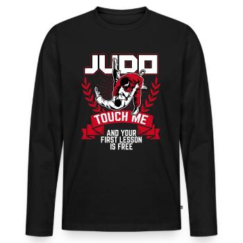 judo lustiger Spruch - Männer Premium Bio Langarmshirt - Schwarz - Vorne - Nico (187cm)