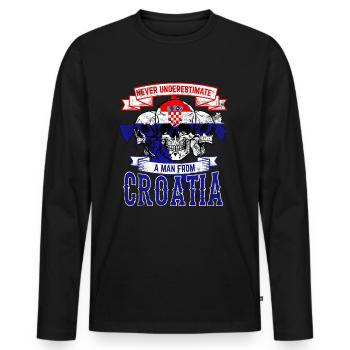 Croatia - Men's Premium Organic Long Sleeve Shirt - black - Front - Nico (187cm)