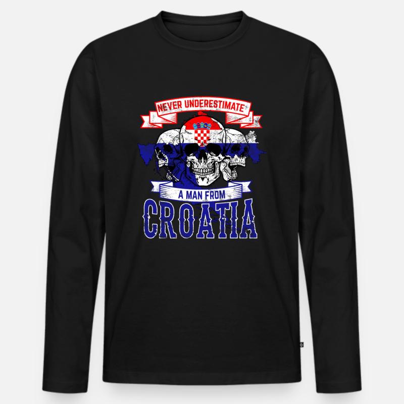 kroatien - Männer Premium Bio Langarmshirt - Schwarz