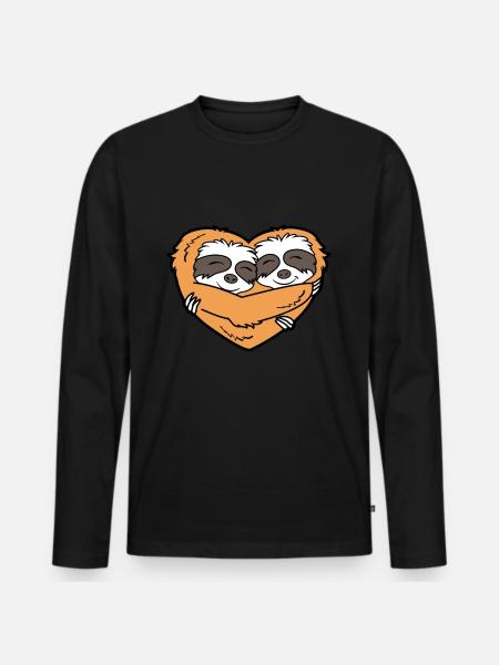 faultier herz - Männer Premium Bio Langarmshirt - Schwarz