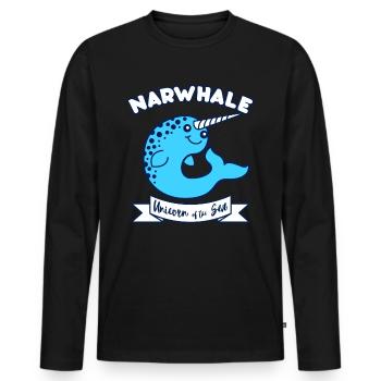 Narwal - Männer Premium Bio Langarmshirt - Schwarz - Vorne - Nico (187cm)